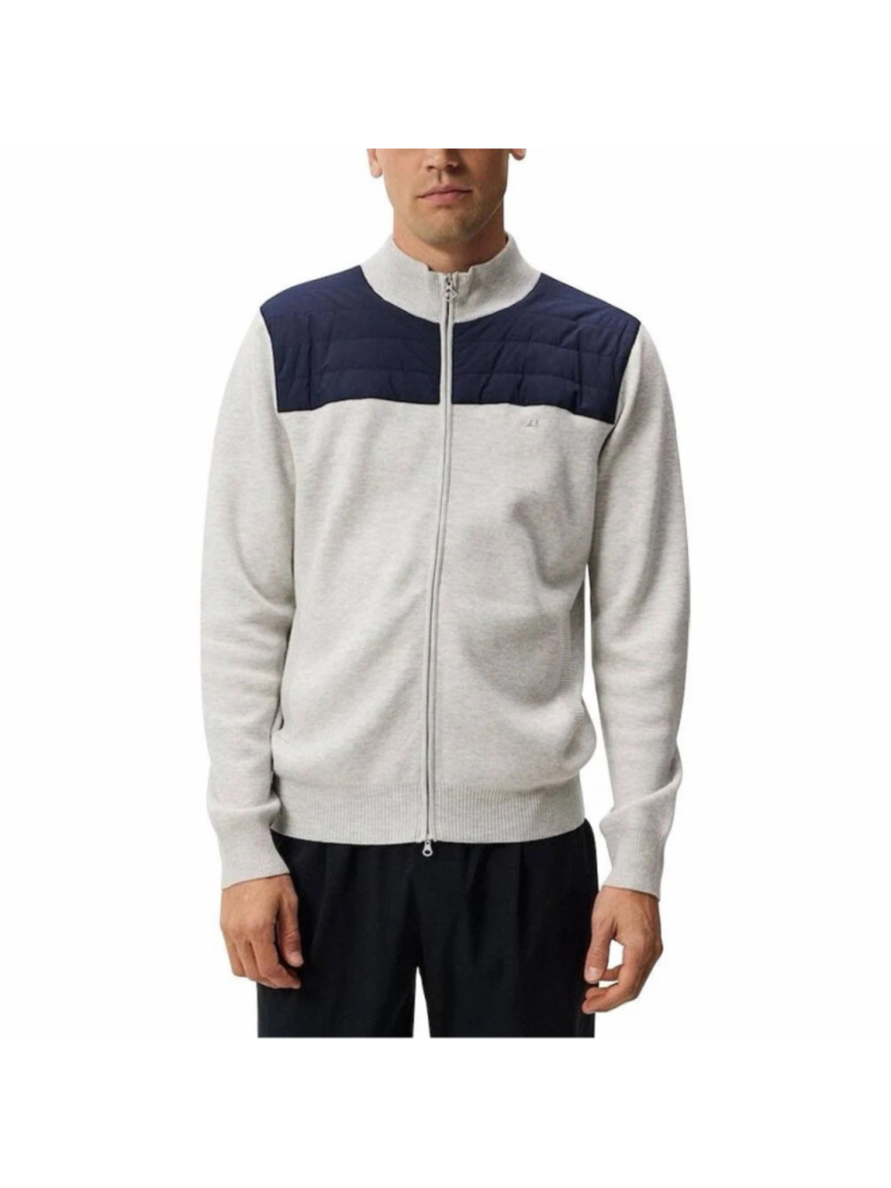 J.Lindeberg NEW Mens M Bridge Knitted Hybrid Sweater Wool Full Zip Gray Blue